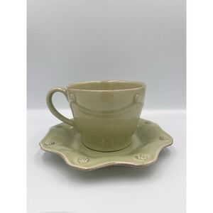 JULISKA Berry & Thread Pistachio Green Tea Coffee Cup & Saucer NEW 3" Mug